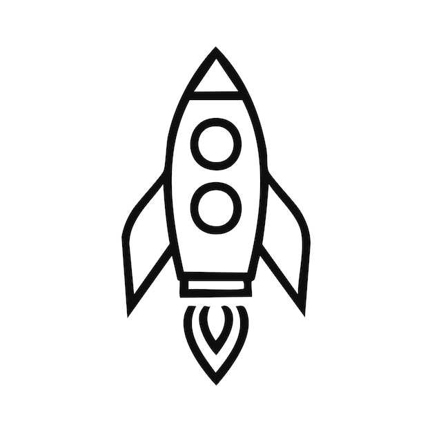 a clean vector rocket illustration design clean white background
