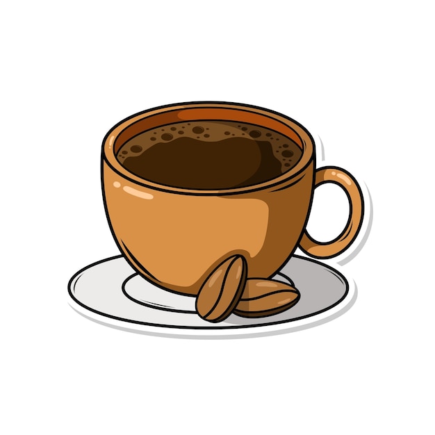 a coffee cup with coffee on a saucer with a coffee in the middle