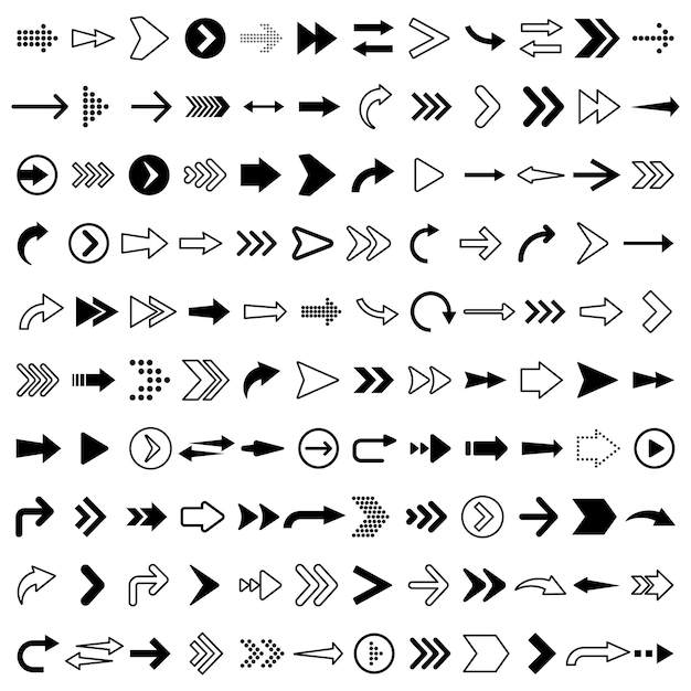 a collection of arrows and arrows with arrows pointing to the right