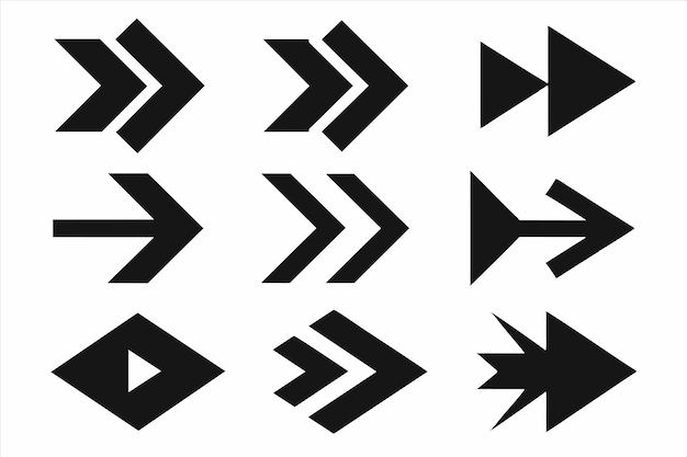 a collection of arrows that are black and white