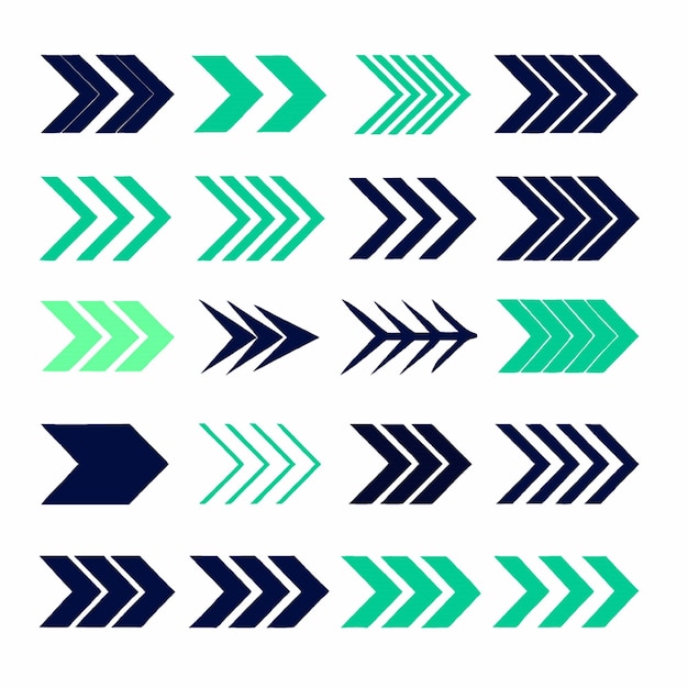 A collection of arrows that are on a white background