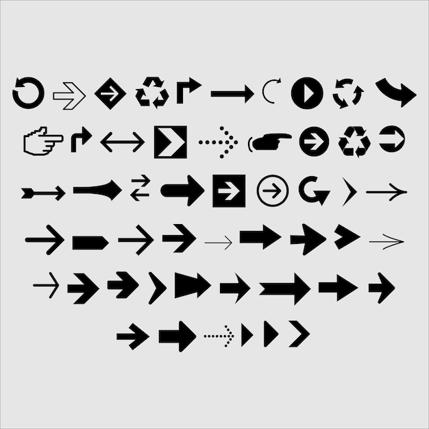 a collection of arrows with arrows pointing to different directions