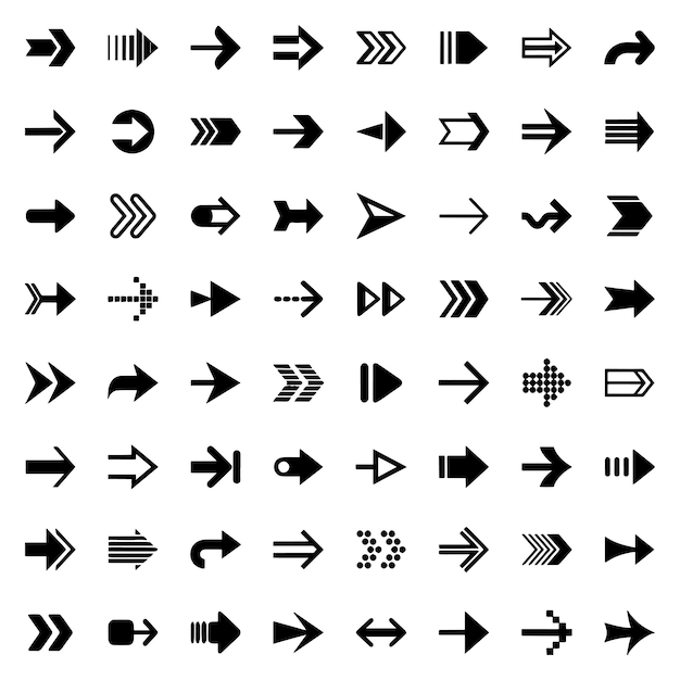 a collection of arrows with arrows pointing to different directions