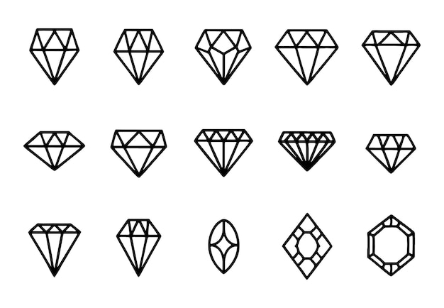 a collection of black and white diamonds with a white background