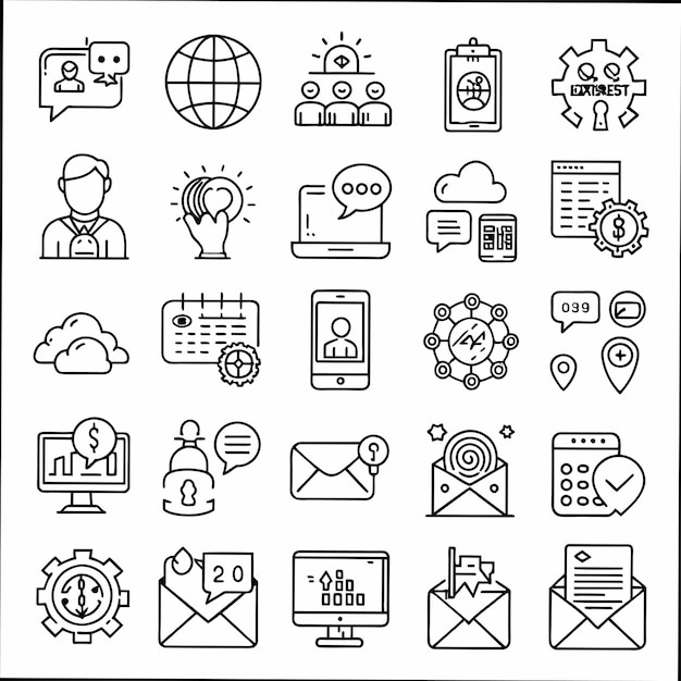 a collection of black and white icons with the words  tweet  on it