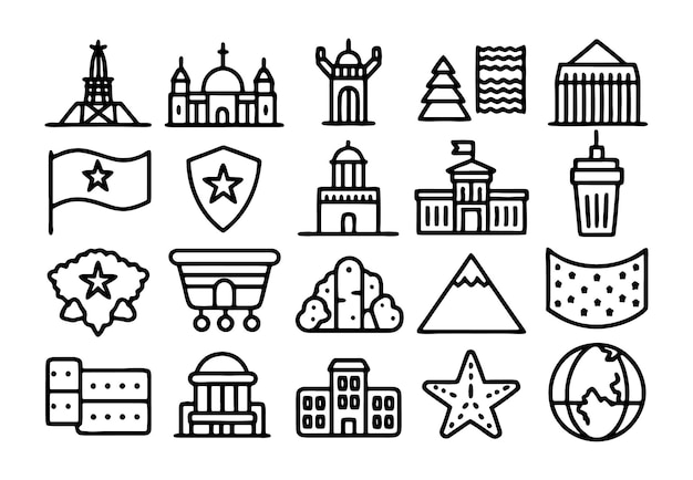 a collection of black and white images including a star and a star