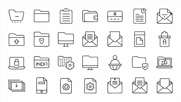 a collection of business icons including one that says mail