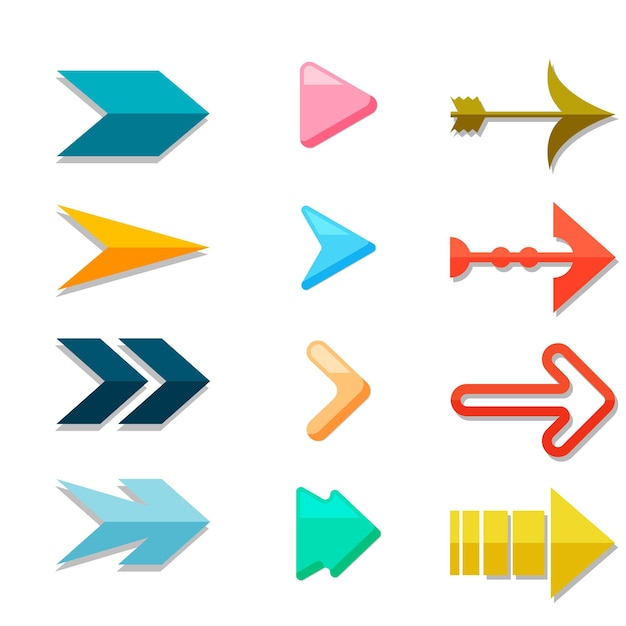 a collection of colorful arrows with one pointing to the right