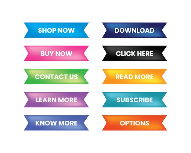 a collection of colorful banners with the words buy online