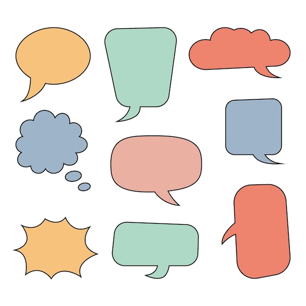 a collection of colorful speech bubbles including one of the speech bubbles