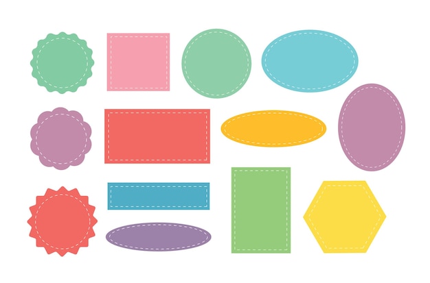a collection of colorful stickers with different colors