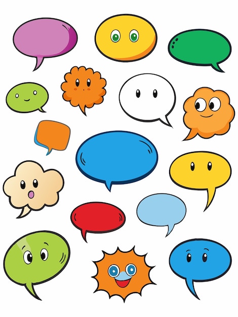 a collection of comic style speech bubbles including one with the word bubble on the bottom