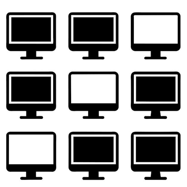 a collection of computer monitors with a white background