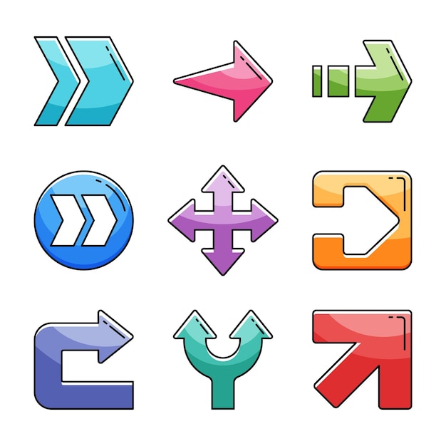 a collection of different colored arrows with arrows and arrows