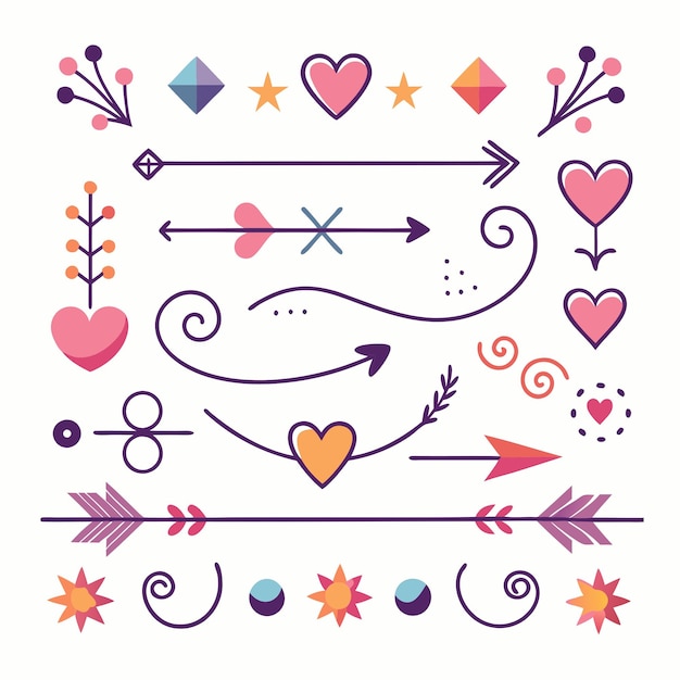 a collection of different designs including arrows hearts and stars