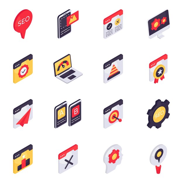 a collection of different icons including one that says  search
