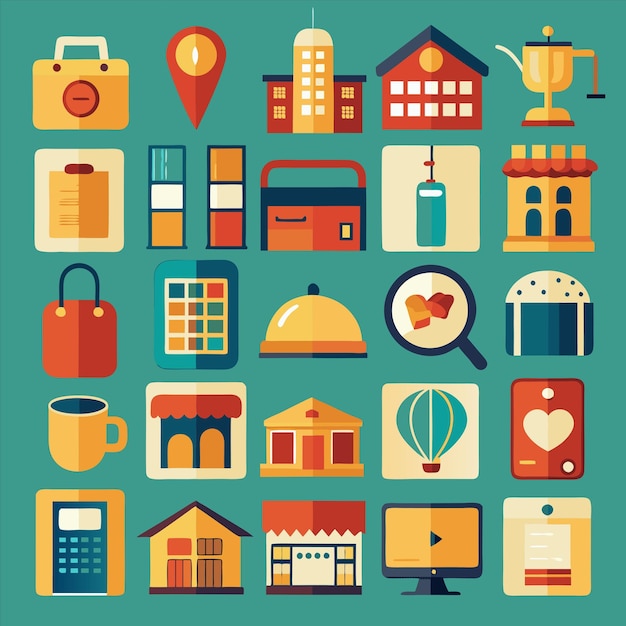 a collection of different images including a house and a clock
