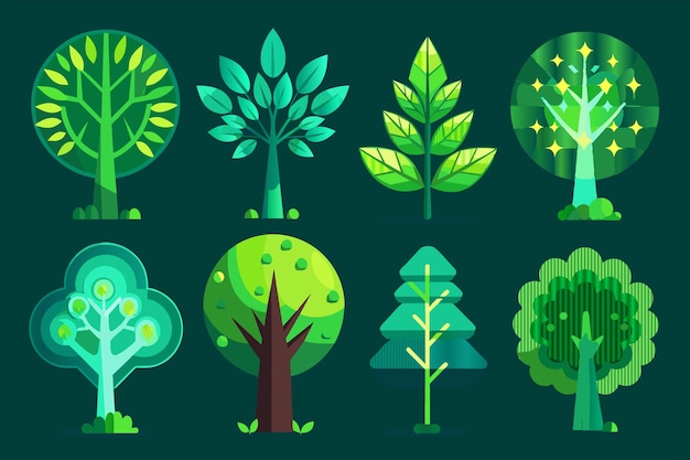 a collection of different trees and plants