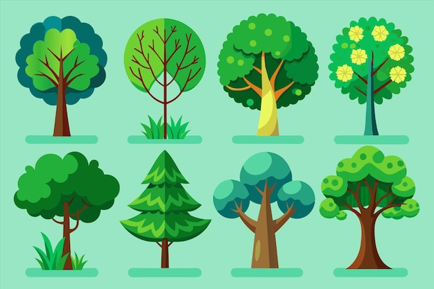 a collection of different trees and shrubs with different colors