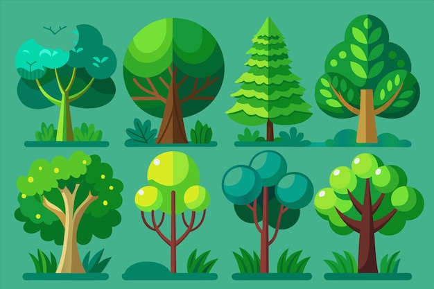 a collection of different trees with different colors
