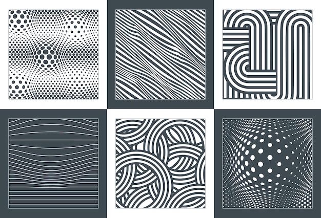 A collection of geometric backgrounds of simple shapes lines and swiss bauhaus elements