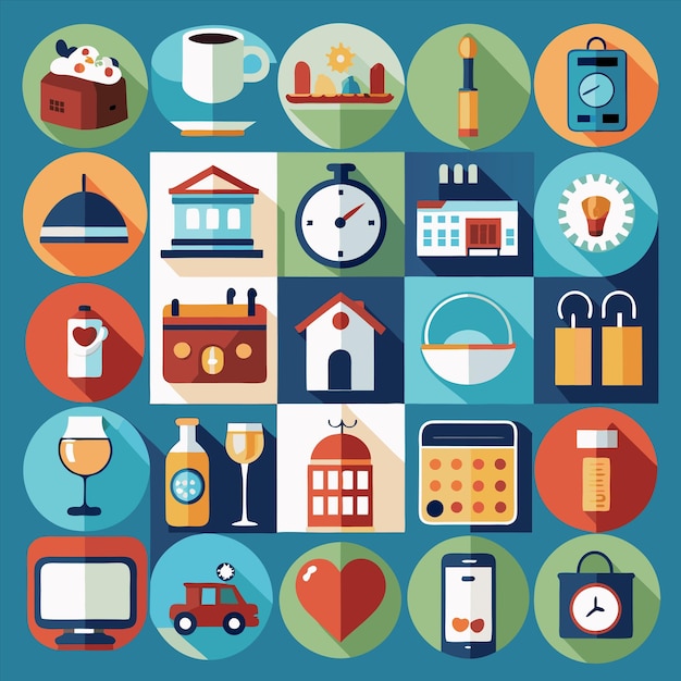 a collection of icons including a clock a clock and a clock