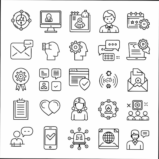 a collection of icons including a computer screen one of which says  i love