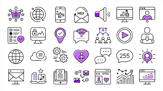 a collection of icons including a web page that saystweeton it