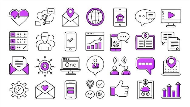 a collection of icons including a web page the word internet and the word internet