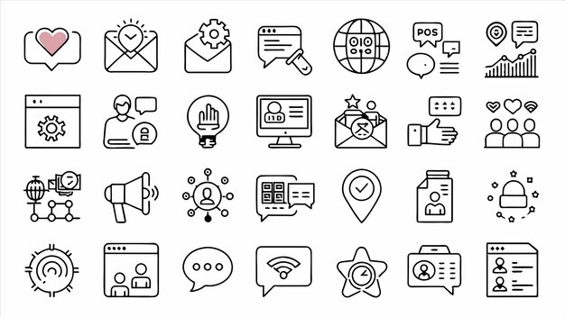 a collection of icons including a web page with a web icon on the top
