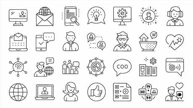 a collection of icons including one that says  the word  on it