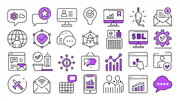 a collection of icons including one that saysbusinesson it