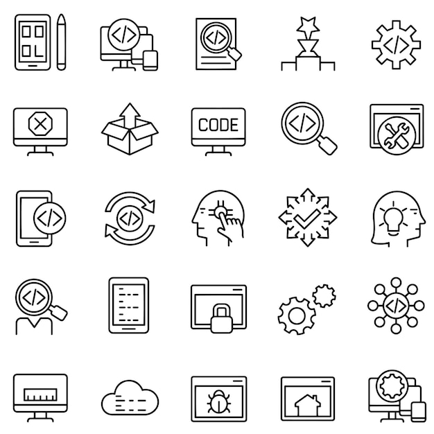 a collection of icons including the code code