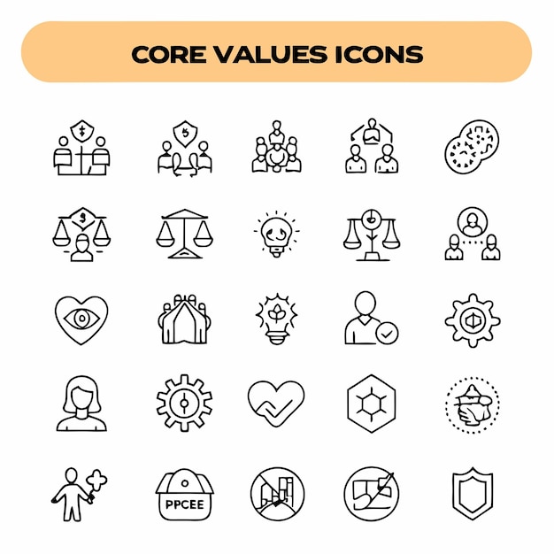 a collection of icons with the words value values