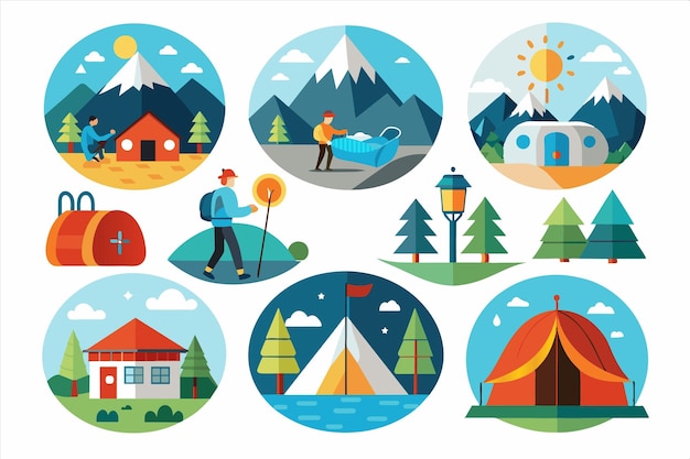 a collection of logos including a snowman a man and a dog