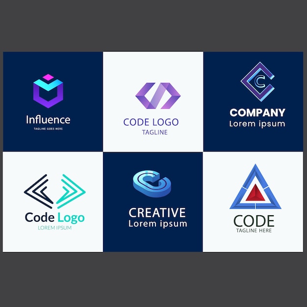 a collection of logos including one that says code