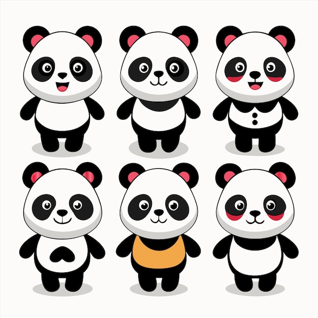 a collection of pandas including one of which has the number 3 on it