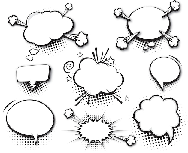 a collection of pop art speech bubble images