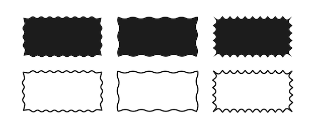 a collection of rectangular frames with wavy edges rectangular linear shapes with zigzag borders set