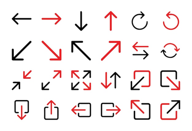 a collection of red and black arrows with the word u on them