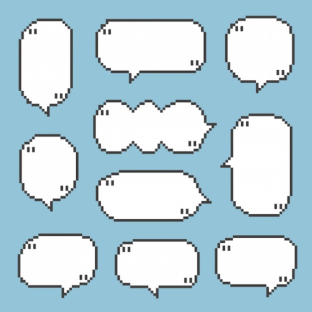 a collection of speech bubbles with a blue background