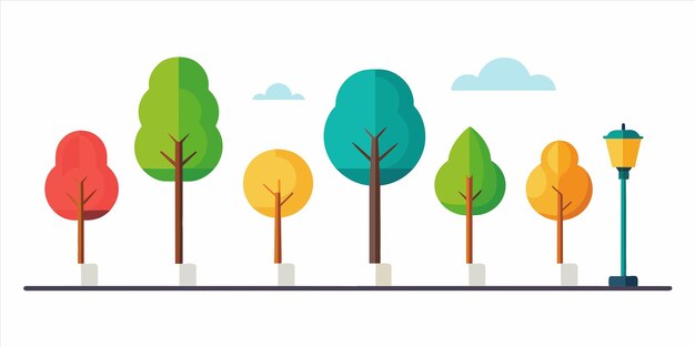 a collection of trees with a blue sky and clouds
