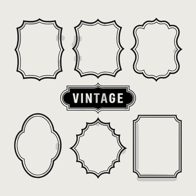 a collection of vintage frames with a white frame and a black and white picture