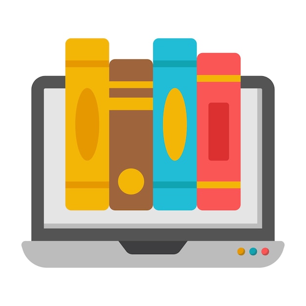 A colored design icon of online library