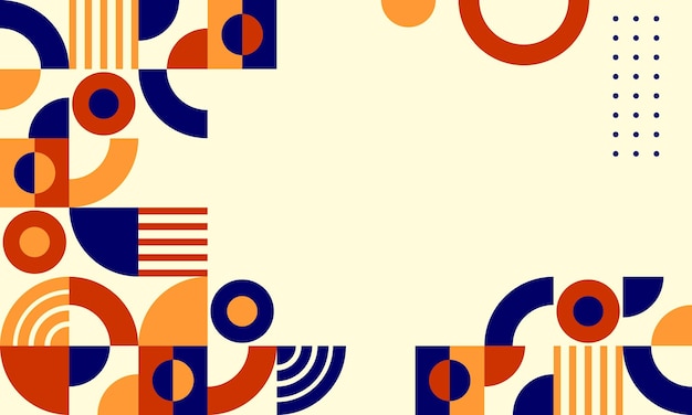 a colorful abstract design with orange and blue circles and a blue circle