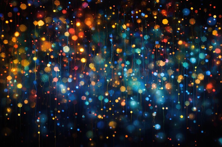 Vektor a colorful abstract painting of a night sky with colorful lights