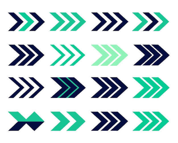 A colorful arrows with different colors and shapes