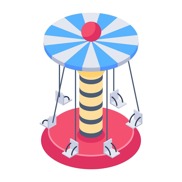 a colorful carousel with a blue and red circle on it