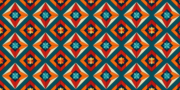 a colorful de Geometric seamless pattern with squares and stars
