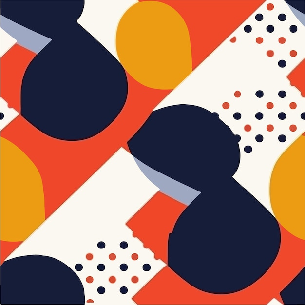 A colorful geometric pattern with a black and orange background.